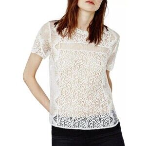 Maje cream lace short sleeved blouse S